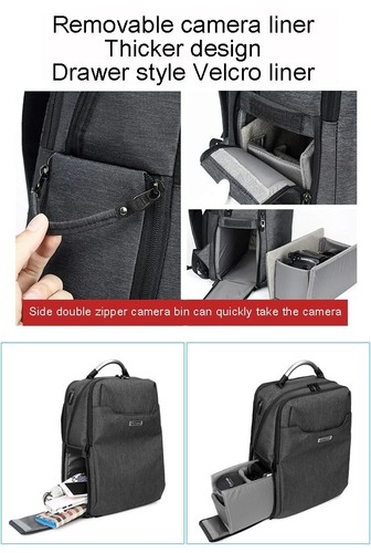 Flyleaf DSLR Cámara Sin Espejo Mochila Bolsa se adapta a 15 pulgadas Portátil Gris/Azul Nuevo - Imagen 11 de 11