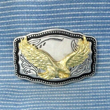 Western Eagle Dress Belt Buckle Cowboy Scroll Cowgirl Vintage 80s USA  .GTA735