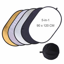 90x120CM 5in1 Collapsible Oval Reflector-Silver/Gold/Black/White/Translucent Bag