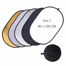90x120CM 5in1 Collapsible Oval Reflector-Silver/Gold/Black/White/Translucent+Bag