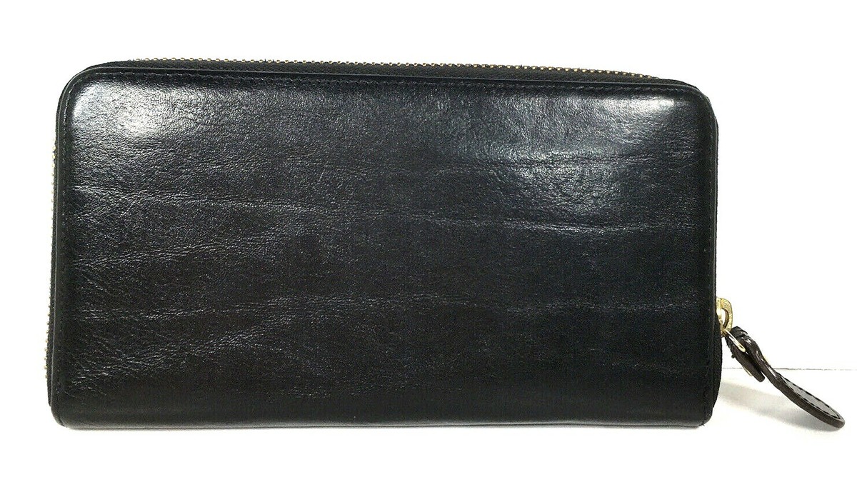 Black Leather Multi Pocket Zip Clutch Wallet | eBay