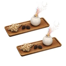 2pcs Rectangle Serving Trays 4 x 11inch Walnut Wood Serving Platter Board, Brown