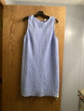 Loft Outlet Lace Overlay Dress Lined Size 12  Blue Sleeveless Scallop Lace