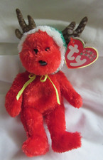 TY Jingle Beanie Baby  2002 HOLIDAY TEDDY BEAR (Red Version)