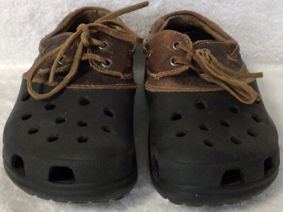 Mens Crocs Islander Brown Leather Lace Clogs