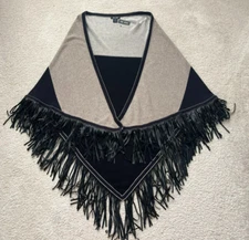 NWT $158 NIC+ZOE Open Drape Shawl Cardigan Sweater One Size Navy Blue/Sand