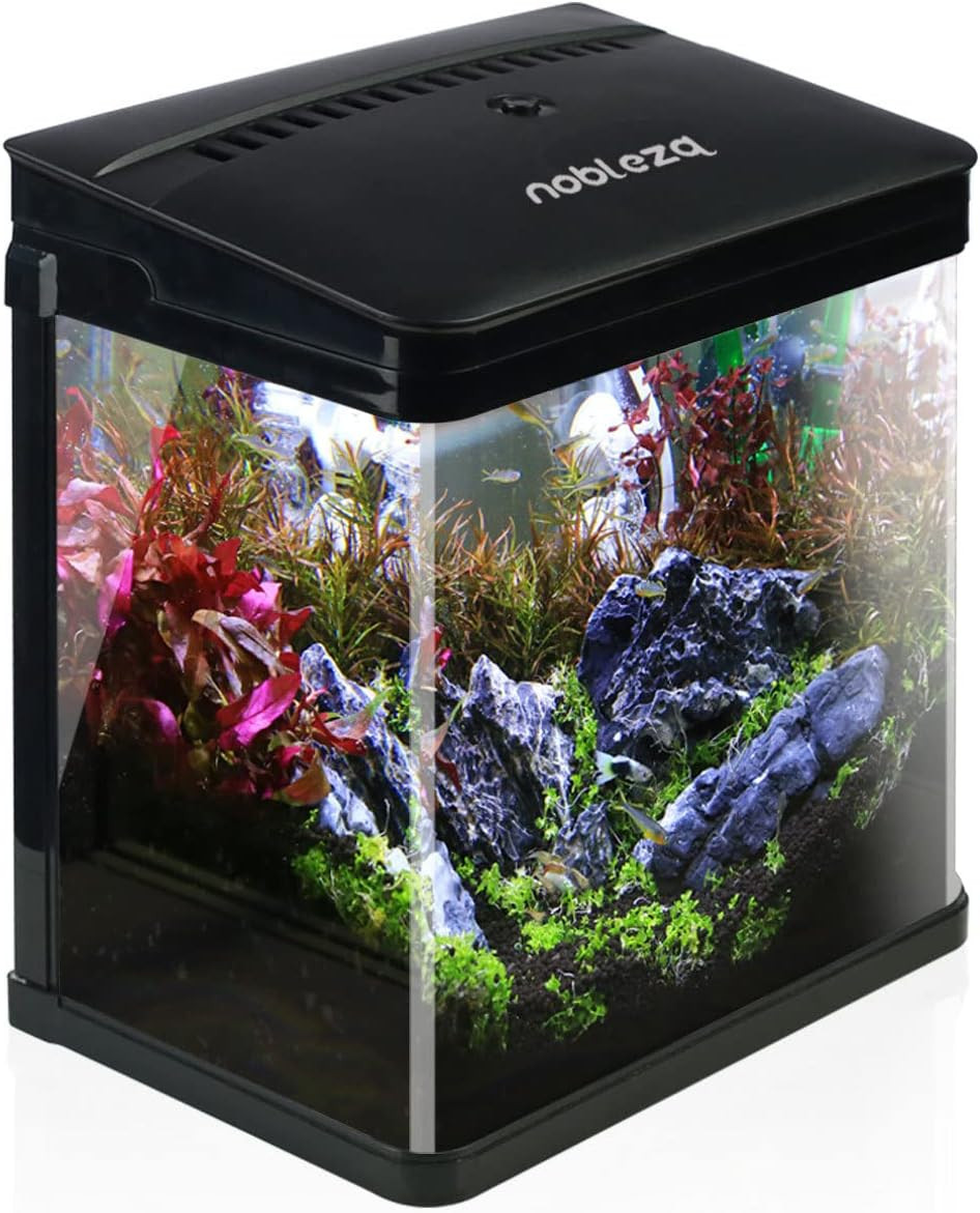 Nobleza - Nano Acquario in vetro per pesci acqua tropicali con illuminazione a L