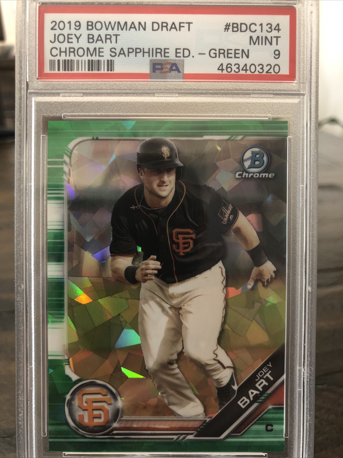 2019 Bowman Draft Chrome Joey Bart Green Sapphire 14/50 PSA 9 BDC-134
