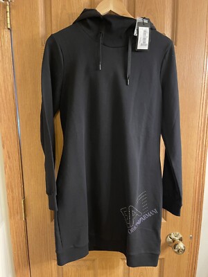 EMPORIO ARMANI EA7 Women s Ladies Jersey Hoodie Body Con Dress NEW