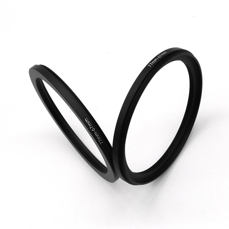 Anillo adaptador filtro lente 2 piezas anillo reductor 77 mm a 67 mm anillo adaptador filtro lente metal Foto 3 de 4