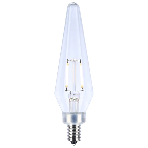 2 Pack PRISMATIC CLEAR Filament LED 120V 2W =25W Candelabra E12 2700K Warm White - Picture 4 of 7
