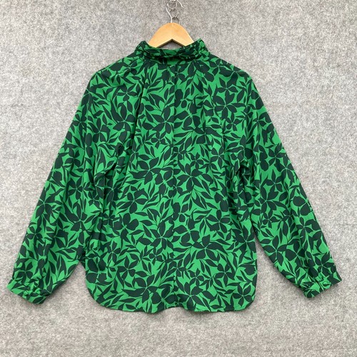 Trenery Blouse Top Womens Medium Green Floral Long Sleeve High Neck 54610 - Picture 8 of 9