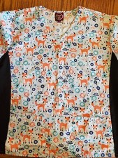 Divine Fox Scrub Top 2x  EUC  Blue