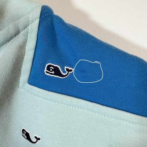 Vineyard Vines Pullover Kids Large 14 Quarter Zip Blue Mint Whales 100% Cotton - Picture 6 of 9