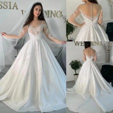 Elegant Sweetheart Wedding Dresses Long Sleeves A Line Lace Applique Bridal Gown