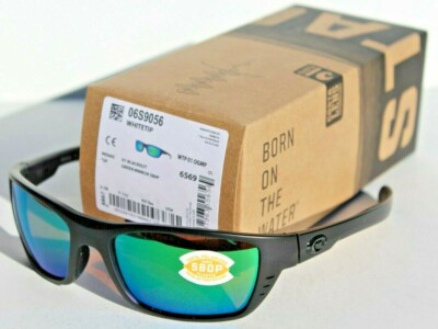 COSTA DEL MAR Whitetip POLARIZED Sunglasses Blackout/Green Mirror 580P NEW
