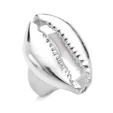 925 Sterling Silver Cowrie Shell Bold Statement Ring