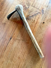 Primitive Hand-Forged Eye Hoe / Grub Hoe – Primitive Farm Tool with Wood Handle
