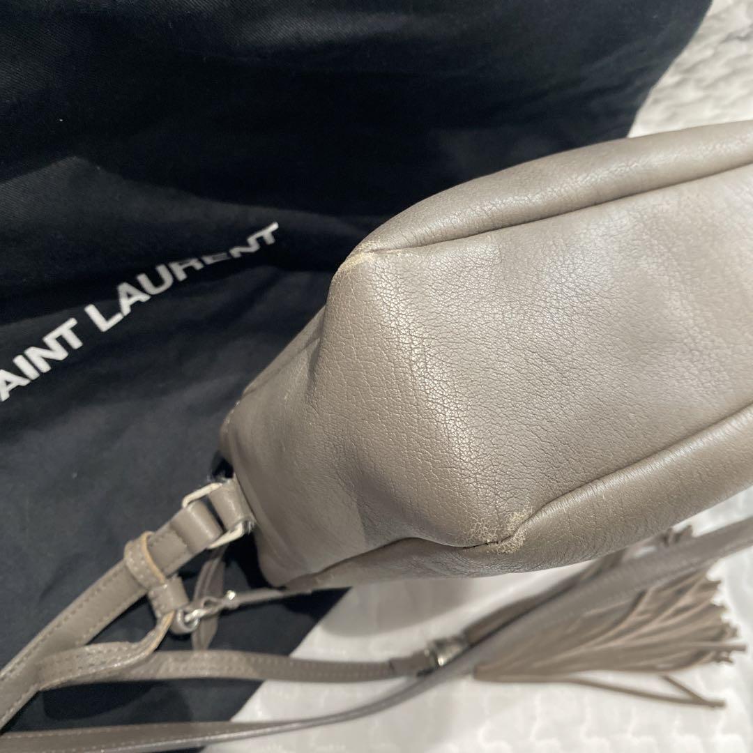 Borsa a tracolla originale Saint Laurent YSL logo donna con nappa grigia dal Giappone