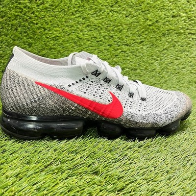 Nike Air Vapormax Flyknit Mens Size 11 Gray Red Athletic Running Shoes Sneakers