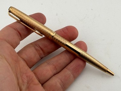Schöner 9 kt massives Gold Parker 61 Präsidenten Kugelschreiber seltenes Chevron Muster