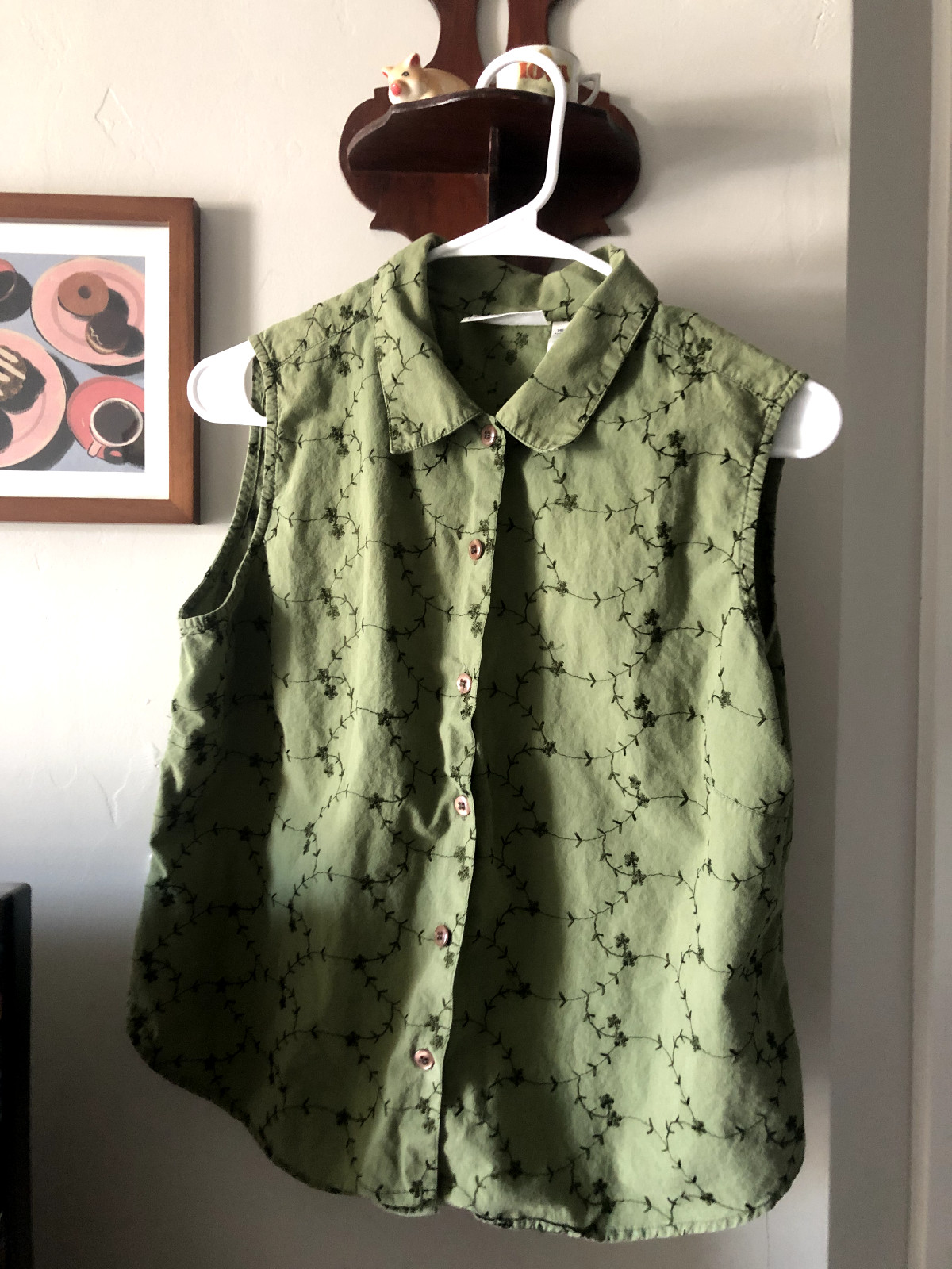 Basic Editions Vintage Button Up Sleeveless Top -… - image 1