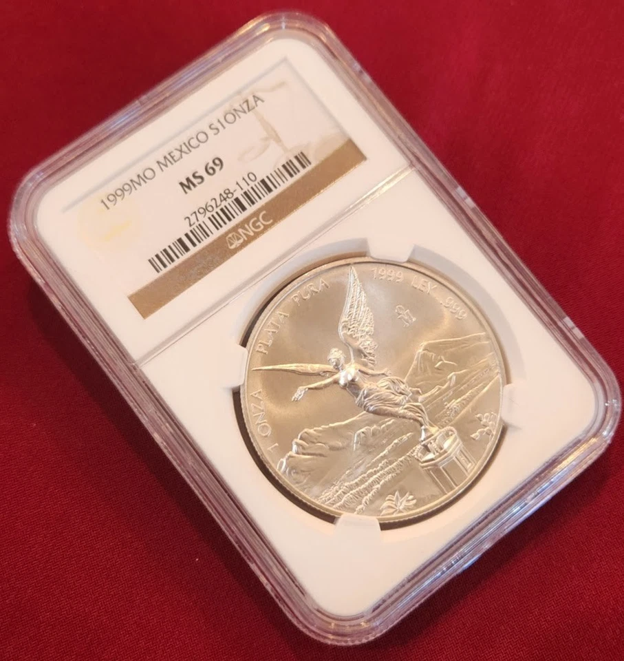 1999 Mexico LIBERTAD 1.0 oz. .999 Silver coin ~ NGC Certified ~ MS 69 - Image 4 of 4