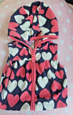 Carters Girls Pink Hearts Fleece Zip Up Vest Heart 3 Months Base Layer