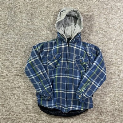 Stillwater Supply Co Jungen Karojacke mit Kapuze blau grün Größe 14/16 wattierter Mantel