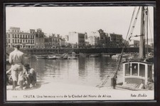 1958 POSTCARD CEUTA SPAIN NORTH AFRICA - CITY HARBOR VIEW - BLONDE PHOTO - V20