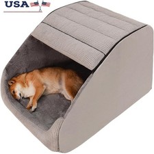 Memory Foam Pet House Semi Enclosed Dog Bed Anti Slip Waterproof Foldable Design