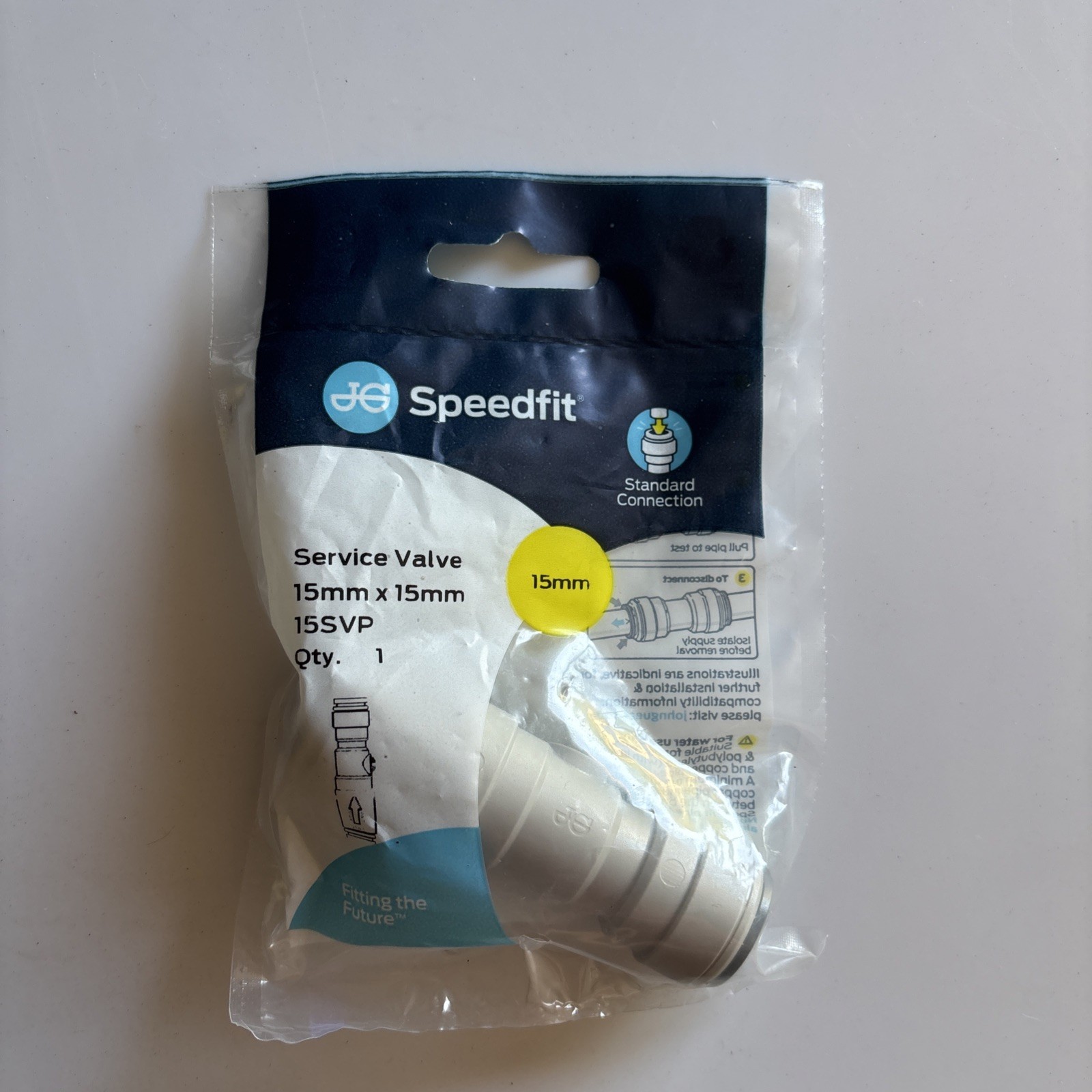 John Guest Speedfit Push-Fit 15SVP 15mm Plastic Service Valve