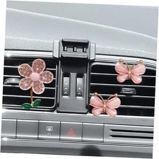 3PCS Bling Car Air Vent Clips for Women- Rhinestone Daisy Flower Butterfly Pink
