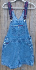 Vtg 90s Tommy Hilfiger Womens Shortalls Carpenter Overalls Size 7 Y2K Streetwear