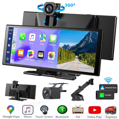 4K 11.3-Zoll Wireless Apple Carplay Android Auto Display Vorne Rückfahr Dashcam