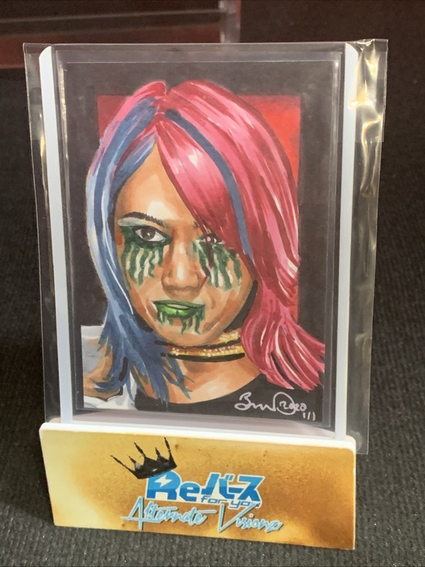 Asuka 1/1 2020 AOJ Hand Drawn Green Mist Sketch Card WWE Kabuki Warriors