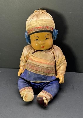 Ming Ming Komposition chinesische antike Puppe 1930er Seidenkleidung 10 Zoll