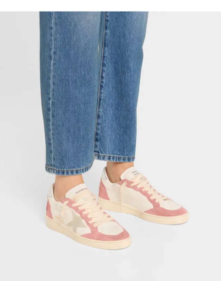 靴 Golden  BALL STAR38 Golden Goose Ball Star Sneaker White Leather/Pink Suede/Silver sz