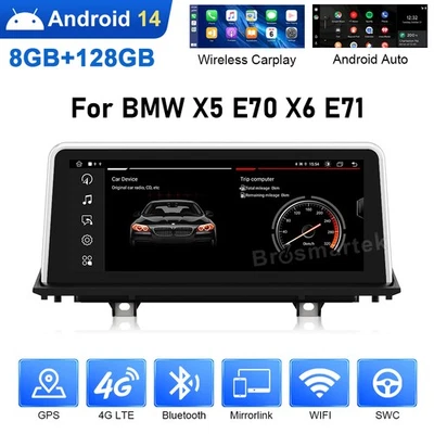 10.25" Android 14 Autoradio Für BMW X5 E70 X6 E71 CCC 8-Kern 128GB GPS Navi DAB+ - Bild 1 von 4