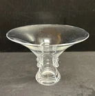 Steuben Signed Clear Crystal Compote Bowl Flared Rim - Scratched