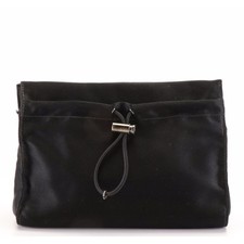 Prada Raso Black Satin Drawstring Pouch / Clutch Evening Bag