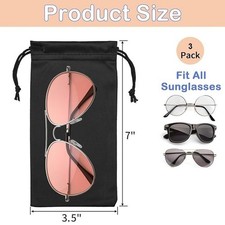 3 Pcs Microfiber Glasses Sunglasses Pouch Drawstring