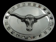 RE05170 REALLY COOL  CATTLE HEAD  WESTERN  COWBOY SILVERTONE BELT BUCKLE