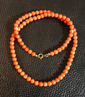 Vintage Sardinian Mediterranean Orange Red Coral Bead Necklace 5mm 16" 925 Gold — photo 4