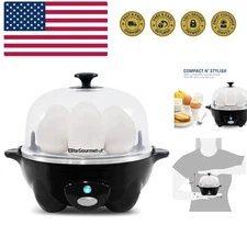 Rapid Egg Cooker, 7 Easy-To-Peel, Hard, Medium, Soft Boiled Eggs, Poacher, Om...