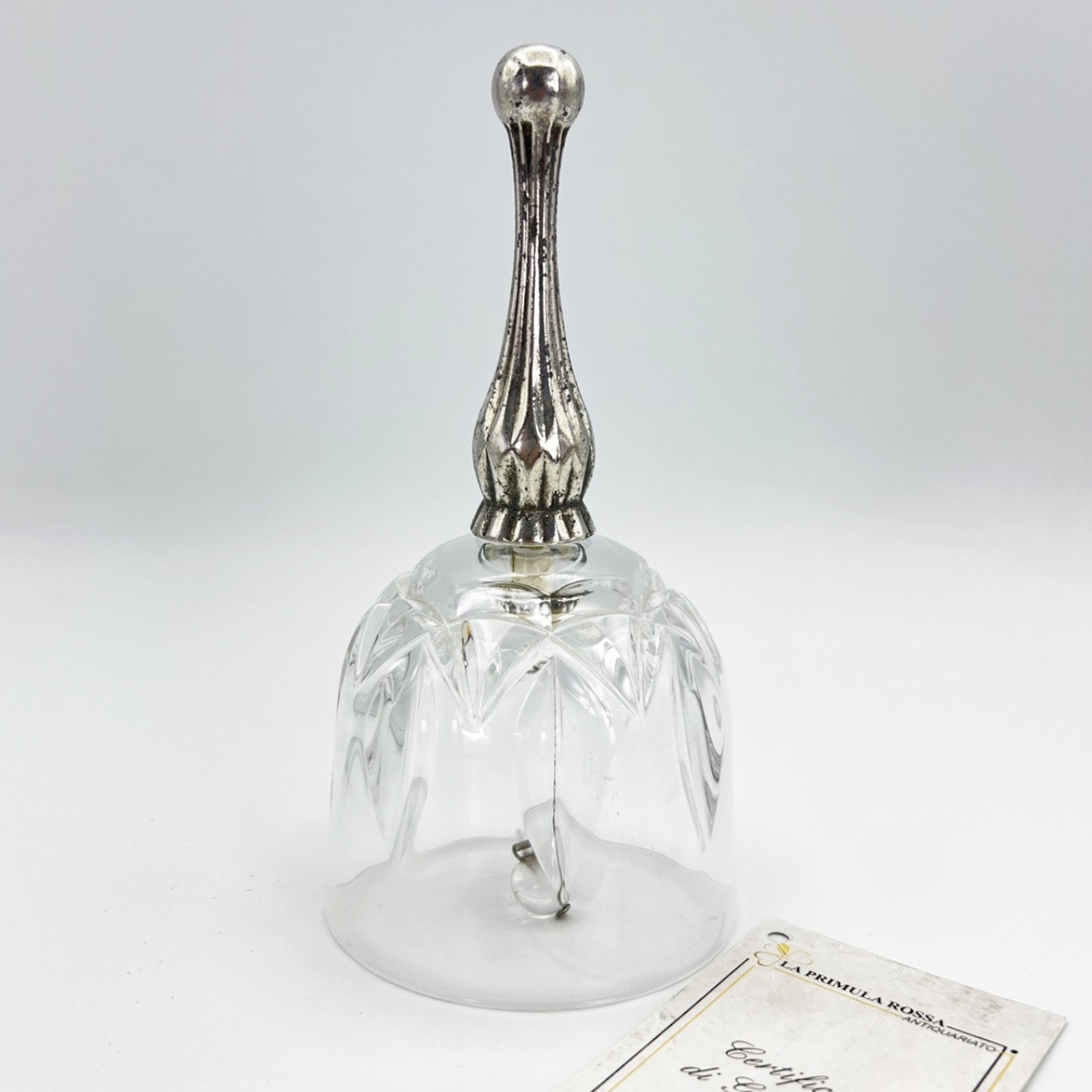 Campanella vintage in cristallo e Argento silver plated campana da tavolo