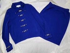 RARE NWT Vtg 3-Piece St. John Knit Ensemble (jacket/shell/skirt) Blue, Size 8M