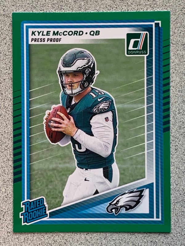 KYLE MCCORD RATED ROOKIE GREEN PRESS PROOF 2025 DONRUSS #325 PHILADELPHIA EAGLES