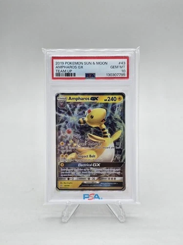 2019 Pokemon Ampharos Gx Sun & Moon Team Up #43 Psa 10 Low Pop