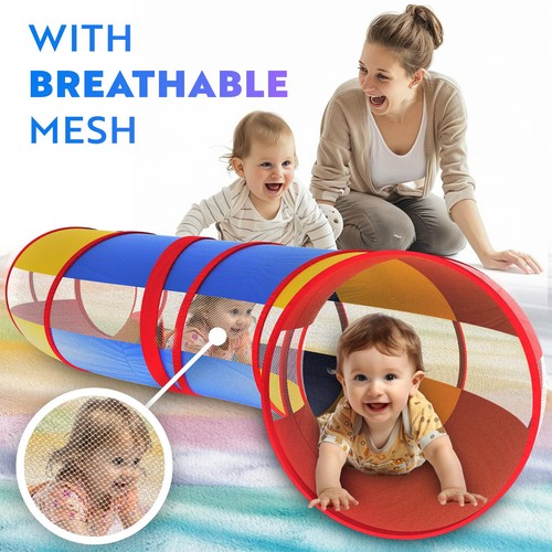 Kids Play Tunnel for Toddlers 1-3 and Up, Large Opening Colorful Pop Up Baby ... - Picture 3 of 8